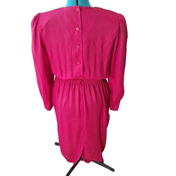 Vintage 80s/90s Red Lace Collar Midi Goth Coquette Dress Women Size 14 - Picture 4 of 11